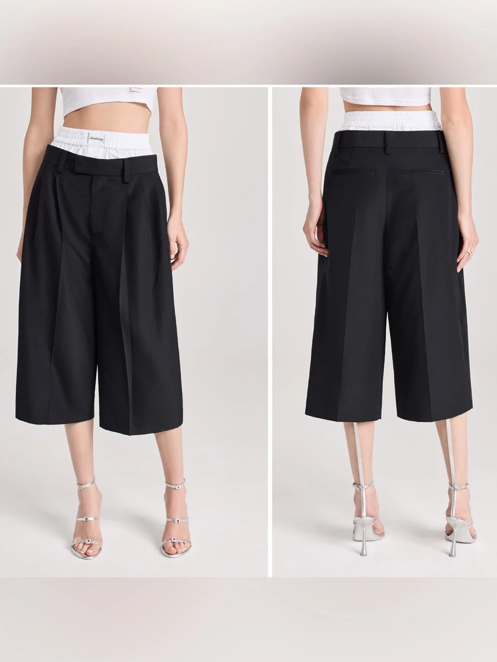NWOT Alexander Wang Pre Styled Tailored Wool Culottes w/ Exposed Boxer Pants 00 - Picture 3 of 17
